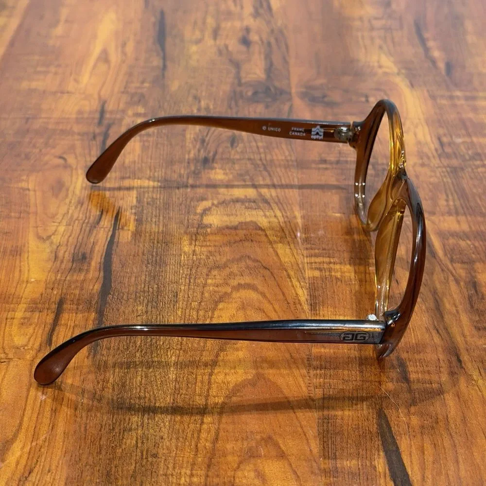 Rare Vintage Givenchy VI Unico Canada Optyl Amber Brown Eyeglass Frames Only